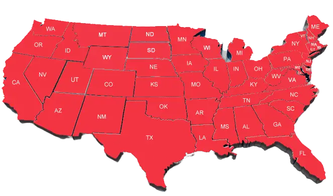 A map of the united states in red