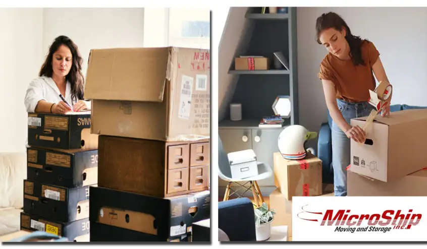 Two women are packing small boxes for transferring homes. Expert small movers in Illinois.